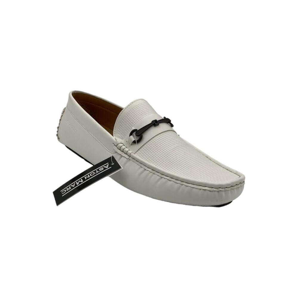 Aston Marc Mens Bit Driving Shoes White - Medium